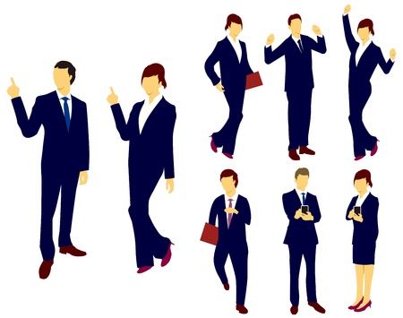 Business man woman silhouettes.Vectorのイラスト素材