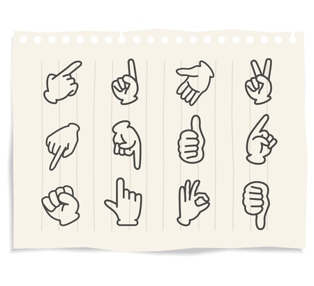 hand sign set notebookのイラスト素材