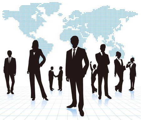 business people with world map Vectorのイラスト素材