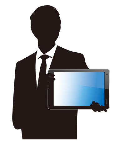 Businessman with touch screen Vectorのイラスト素材