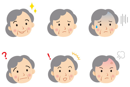 senior face Vectorのイラスト素材