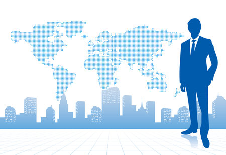 businessman with world map Vectorのイラスト素材