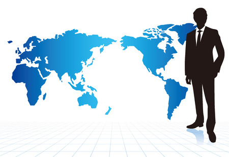 businessman with world map Vectorのイラスト素材