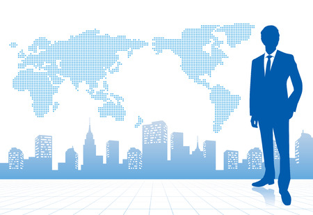 businessman with world map Vectorのイラスト素材