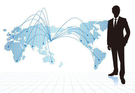 businessman with world map Vectorのイラスト素材