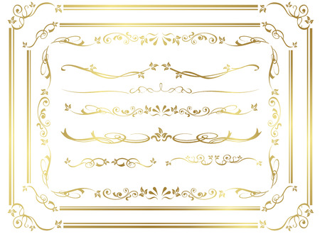 decorative gold frame set Vectorのイラスト素材