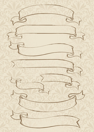 Hand drawn ribbon Vectorのイラスト素材