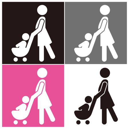 stroller icon baby push vectorのイラスト素材
