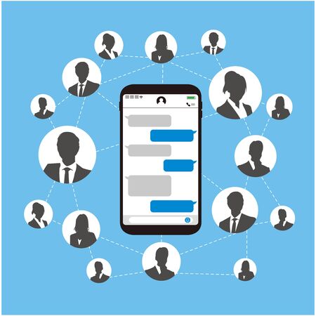 Chat app vector illustration smartphoneのイラスト素材