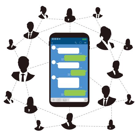 Chat app vector illustration smartphoneのイラスト素材