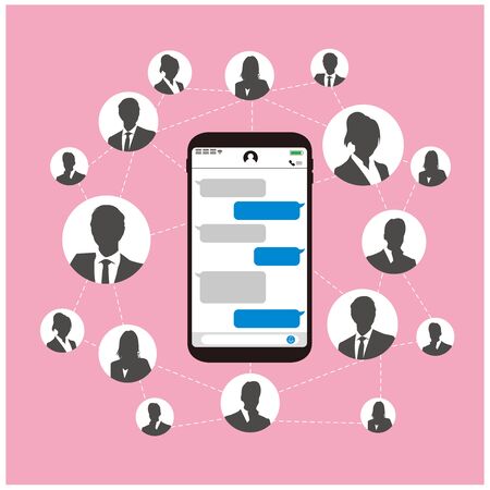 Chat app vector illustration smartphoneのイラスト素材