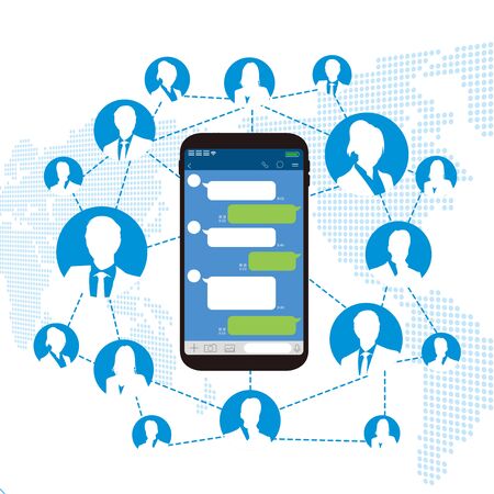 Chat app vector illustration smartphoneのイラスト素材