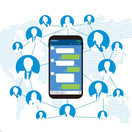 Chat app vector illustration smartphoneのイラスト素材
