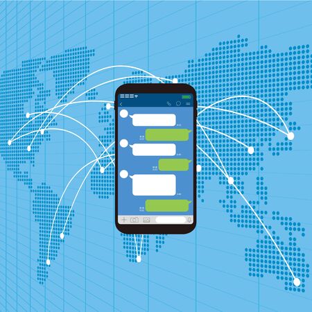 Chat app vector illustration smartphoneのイラスト素材