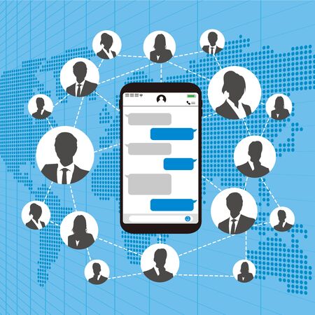 Chat app vector illustration smartphoneのイラスト素材