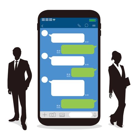 Chat app vector illustration smartphoneのイラスト素材