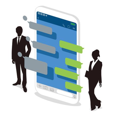 Chat app vector illustration smartphoneのイラスト素材