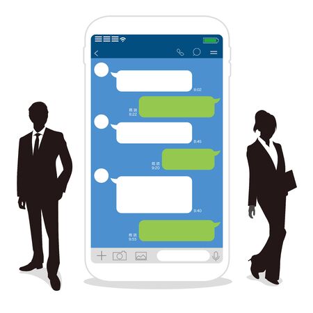 Chat app vector illustration smartphoneのイラスト素材