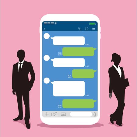 Chat app vector illustration smartphoneのイラスト素材
