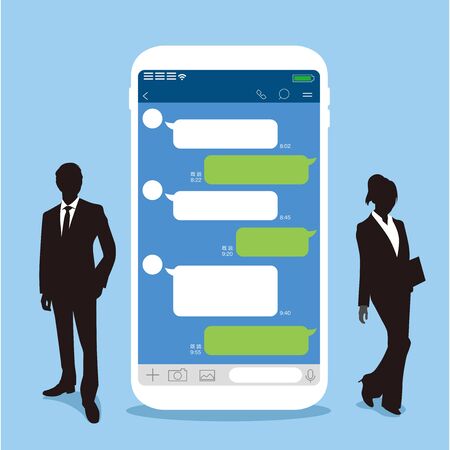 Chat app vector illustration smartphoneのイラスト素材