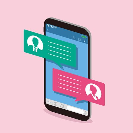 Chat app vector illustration smartphoneのイラスト素材