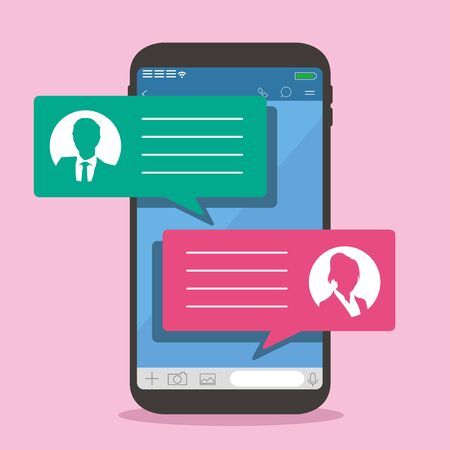 Chat app vector illustration smartphoneのイラスト素材