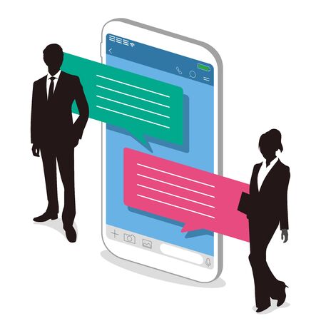 Chat app vector illustration smartphoneのイラスト素材