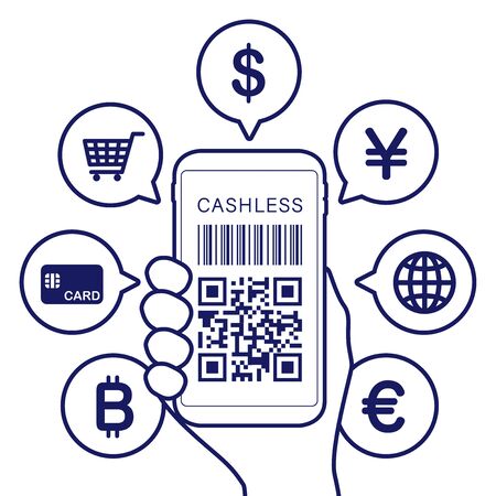 Cashless settlement with QR codeのイラスト素材