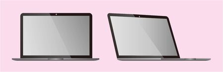 pc laptop vector isolated blank screenのイラスト素材