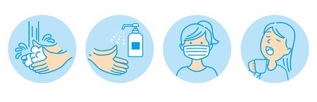 washing hands mask gargling illustration vectorのイラスト素材