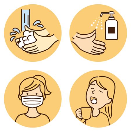 washing hands mask gargling illustration vectorのイラスト素材
