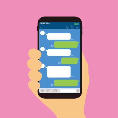 Chat app vector illustration smartphoneのイラスト素材