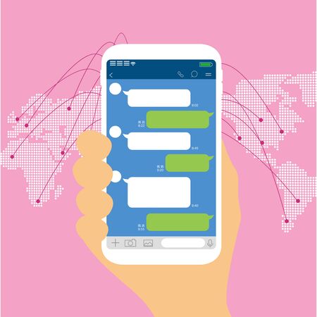 Chat app vector illustration smartphoneのイラスト素材