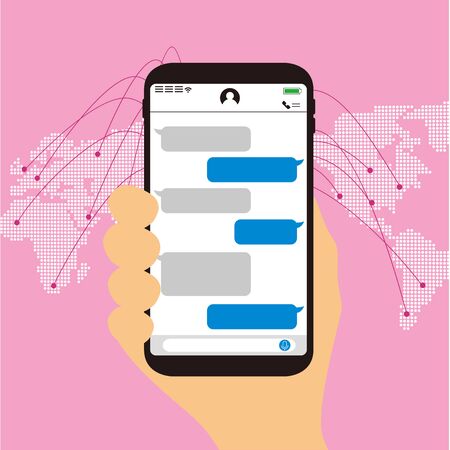 Chat app vector illustration smartphoneのイラスト素材