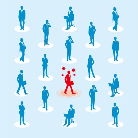 Social distancing set of iconsのイラスト素材