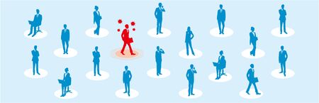 Social distancing set of iconsのイラスト素材