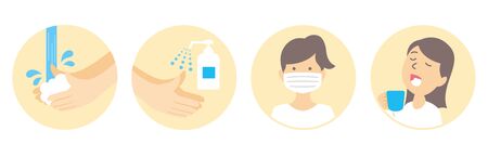 washing hands mask gargling illustration vectorのイラスト素材