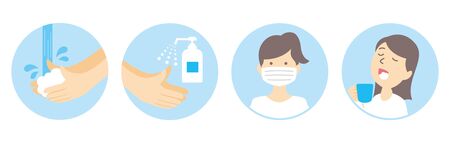washing hands mask gargling illustration vectorのイラスト素材