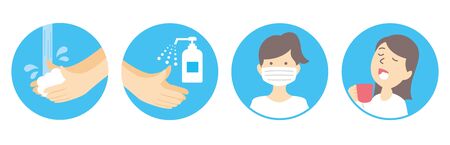 washing hands mask gargling illustration vectorのイラスト素材
