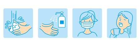 washing hands mask gargling illustration vectorのイラスト素材