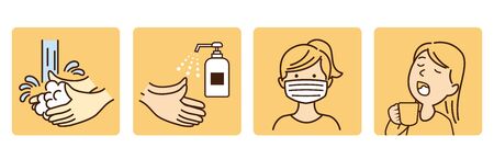 washing hands mask gargling illustration vectorのイラスト素材