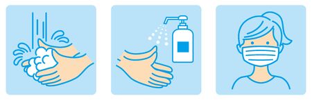 washing hands mask gargling illustration vectorのイラスト素材