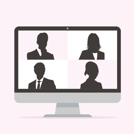 Virtual Meetings, Work from Home vectorのイラスト素材