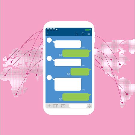 Chat app vector illustration smartphoneのイラスト素材