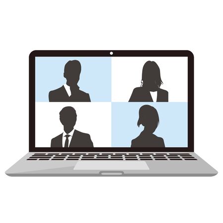 Virtual Meetings, Work from Home vectorのイラスト素材