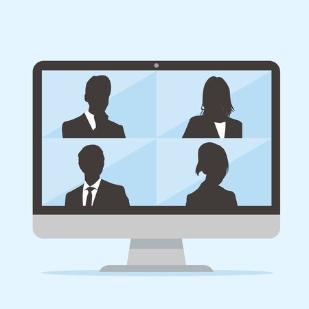 Virtual Meetings, Work from Home vectorのイラスト素材