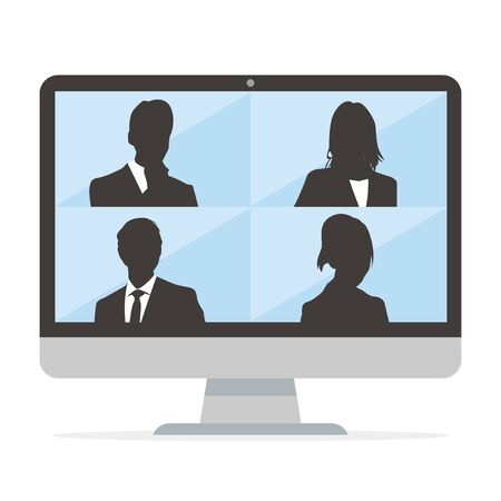 Virtual Meetings, Work from Home vectorのイラスト素材
