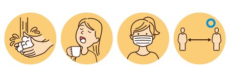 washing hands mask gargling illustration vectorのイラスト素材