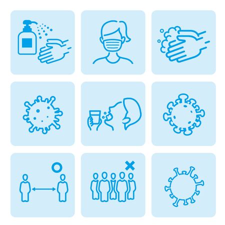 washing hands mask gargling illustration vectorのイラスト素材