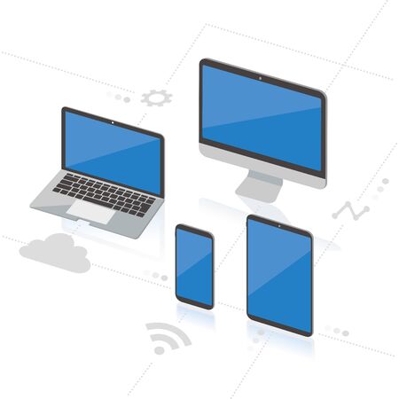 Computer technology of flat iconのイラスト素材